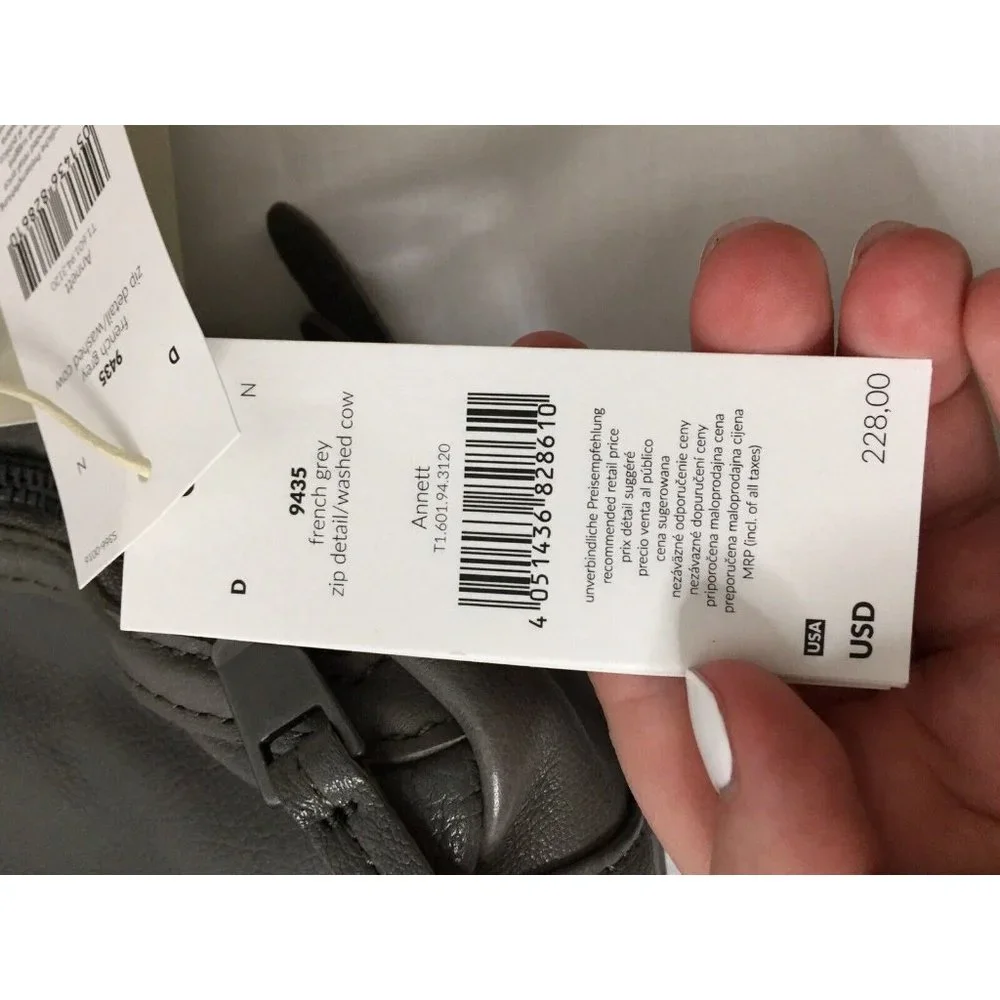 NWT liebeskind berlin small Crossbody handbag Annett Grey Leather Zip Detail - Picture 9 of 9